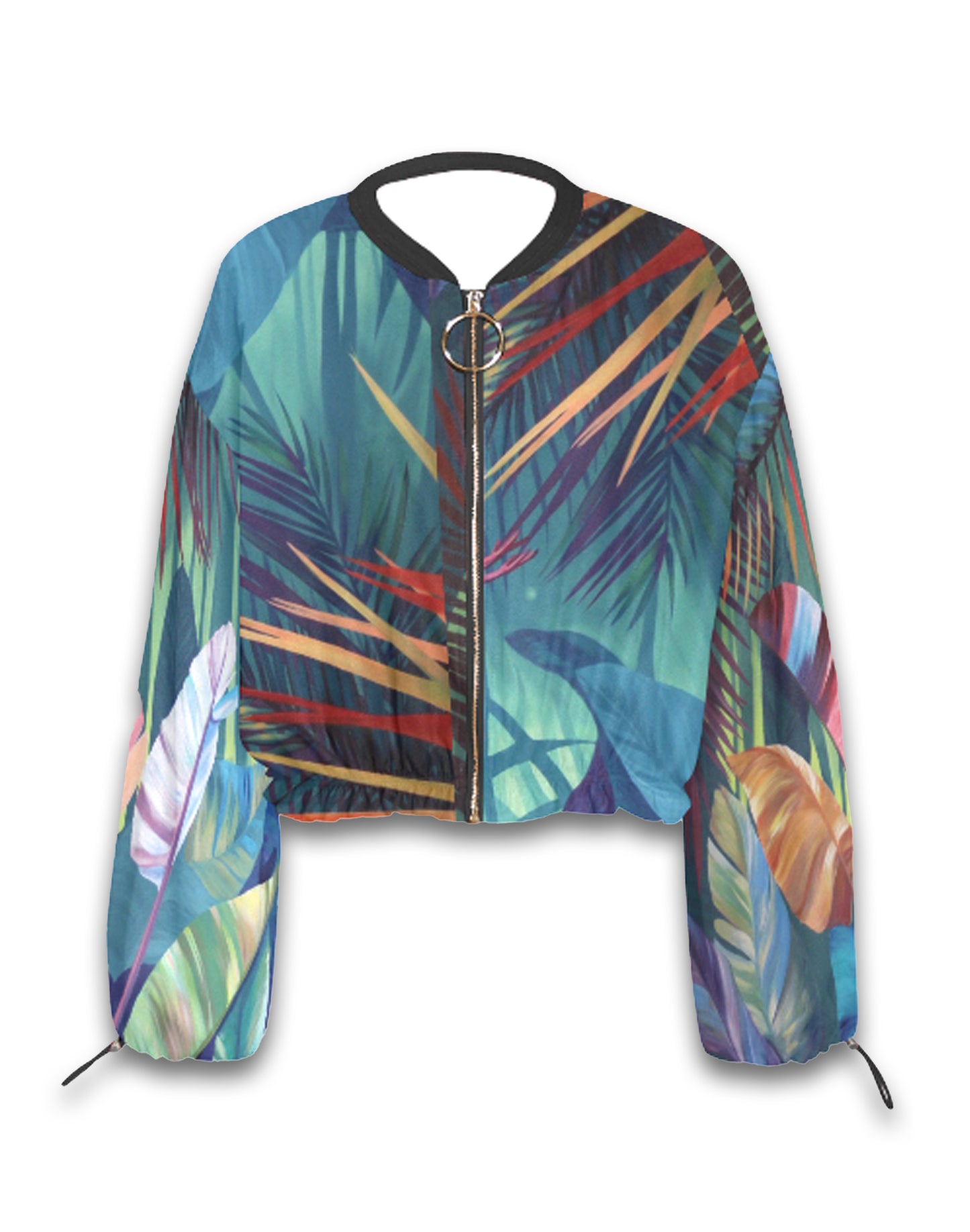 Women's Rainforest Crop Chiffon Bomber Jacket