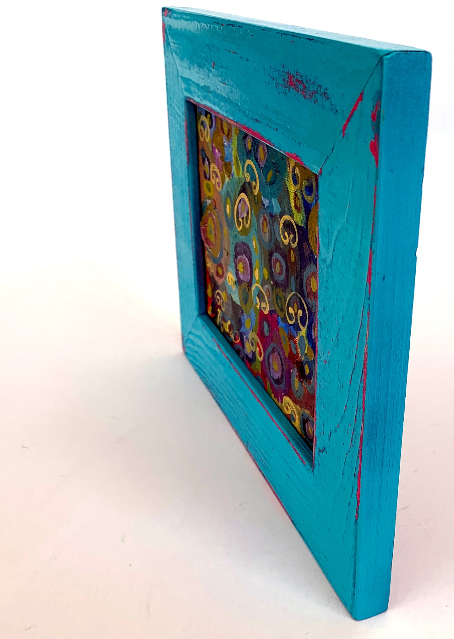 Caribbean Petroglyph Palette 2 (Oil on canvas panel) 5"x7" with frame