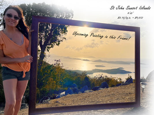 St john Sunset Islands Painting Reservation 4'x5' Oil on Canvas