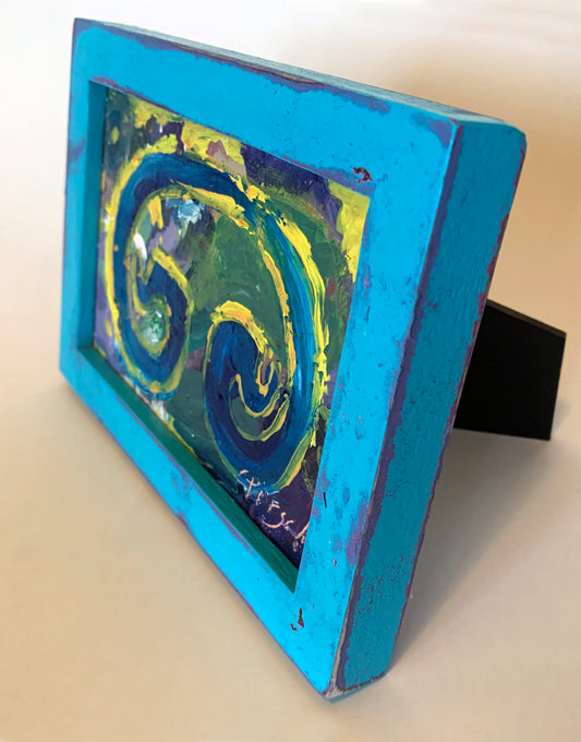 St John Petroglyph, 5"x7" Original Acrylic on wood panel