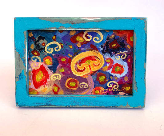 Caribbean Petroglyph Palette 3  (Oil on canvas panel) 4"x6" with frame Prints Available by special order!