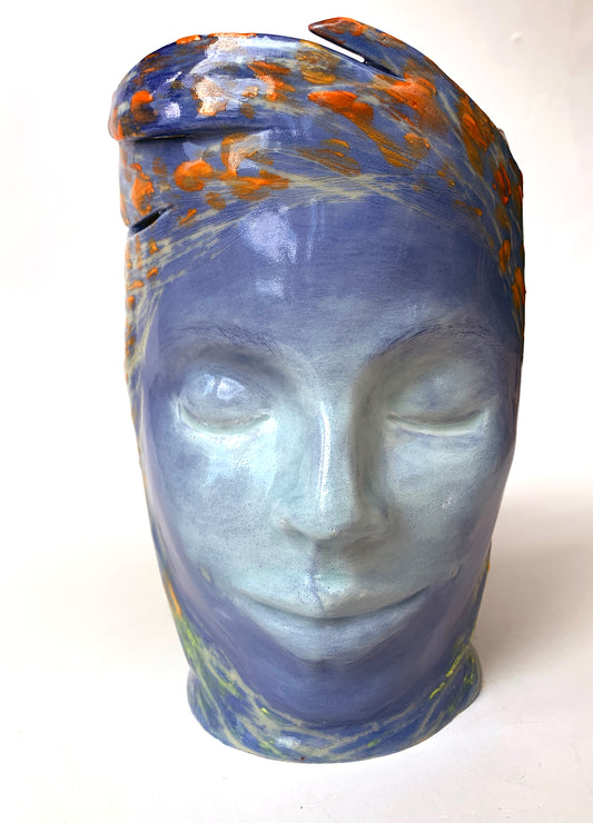 "Diving Deep" Ceramic Sculpture by Porschia Denning 6" (w) x 8" (h)