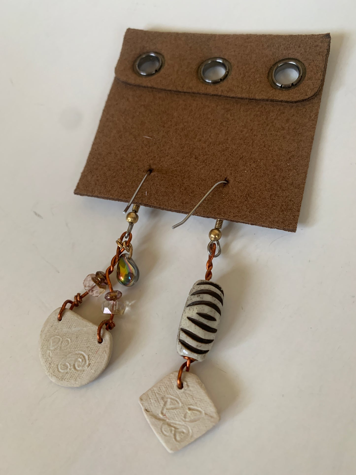 Ceramic and Copper Hand Crafter Earrings by Porschia