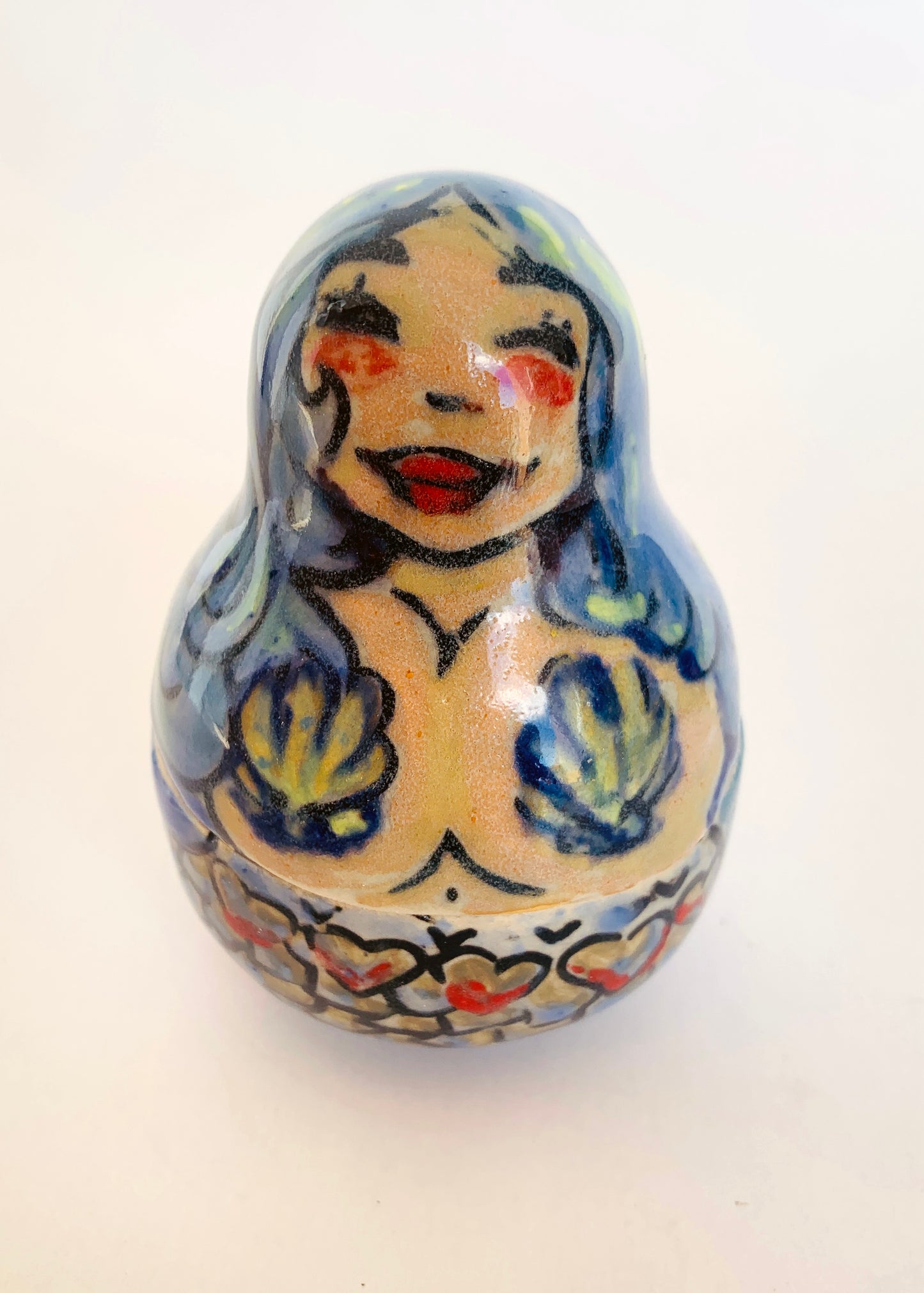 Ceramic Mermaid Nesting Dolls Sculptures