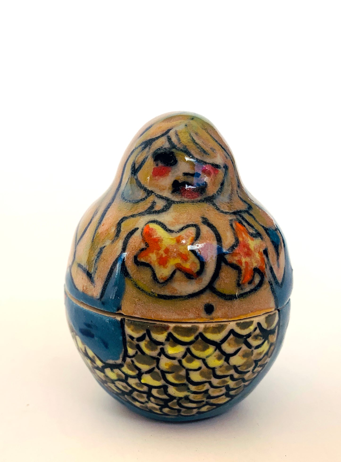 Ceramic Mermaid Nesting Dolls Sculptures