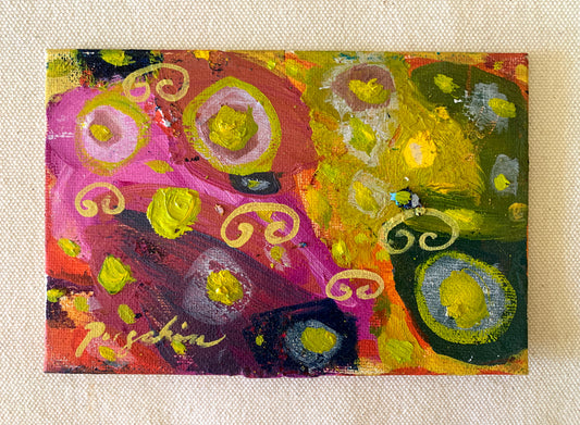 Caribbean Petroglyph Palette 1 (Oil on canvas panel) 4"x6"