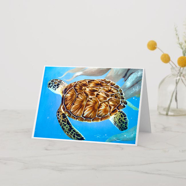 Sea Turtles & Marlin Fish Greeting Card