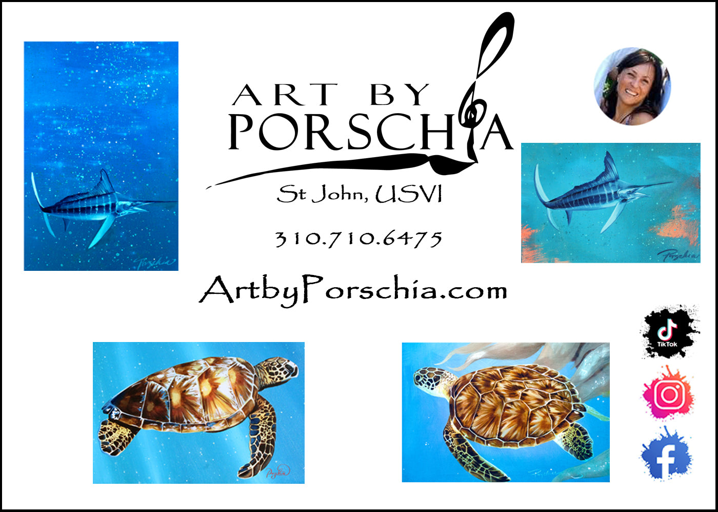 Sea Turtles & Marlin Fish Greeting Card